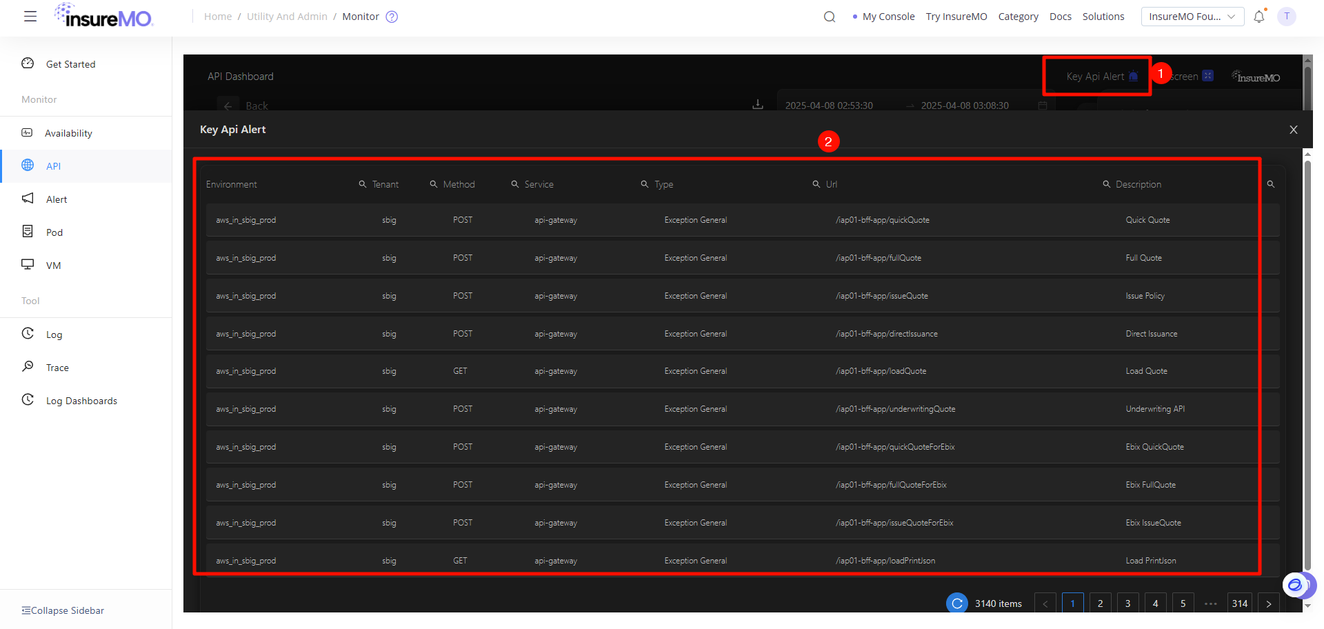 Key Api Alerts List
