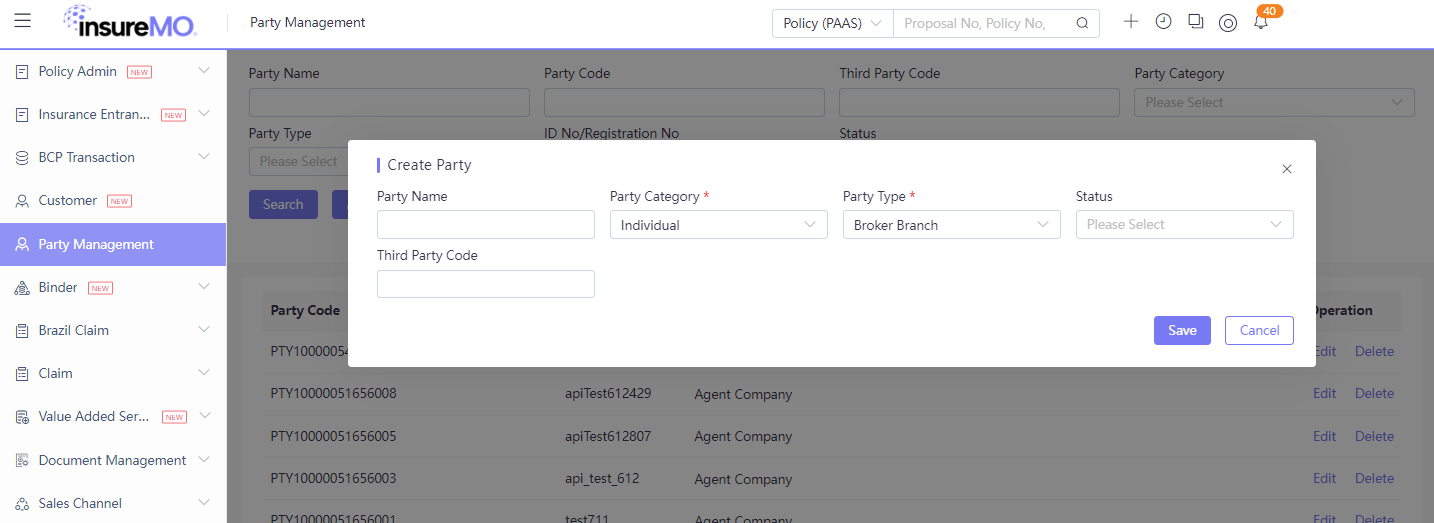 party Create Modal