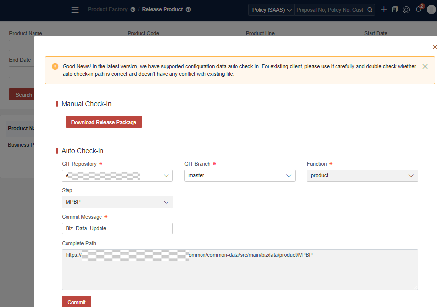commit product to git