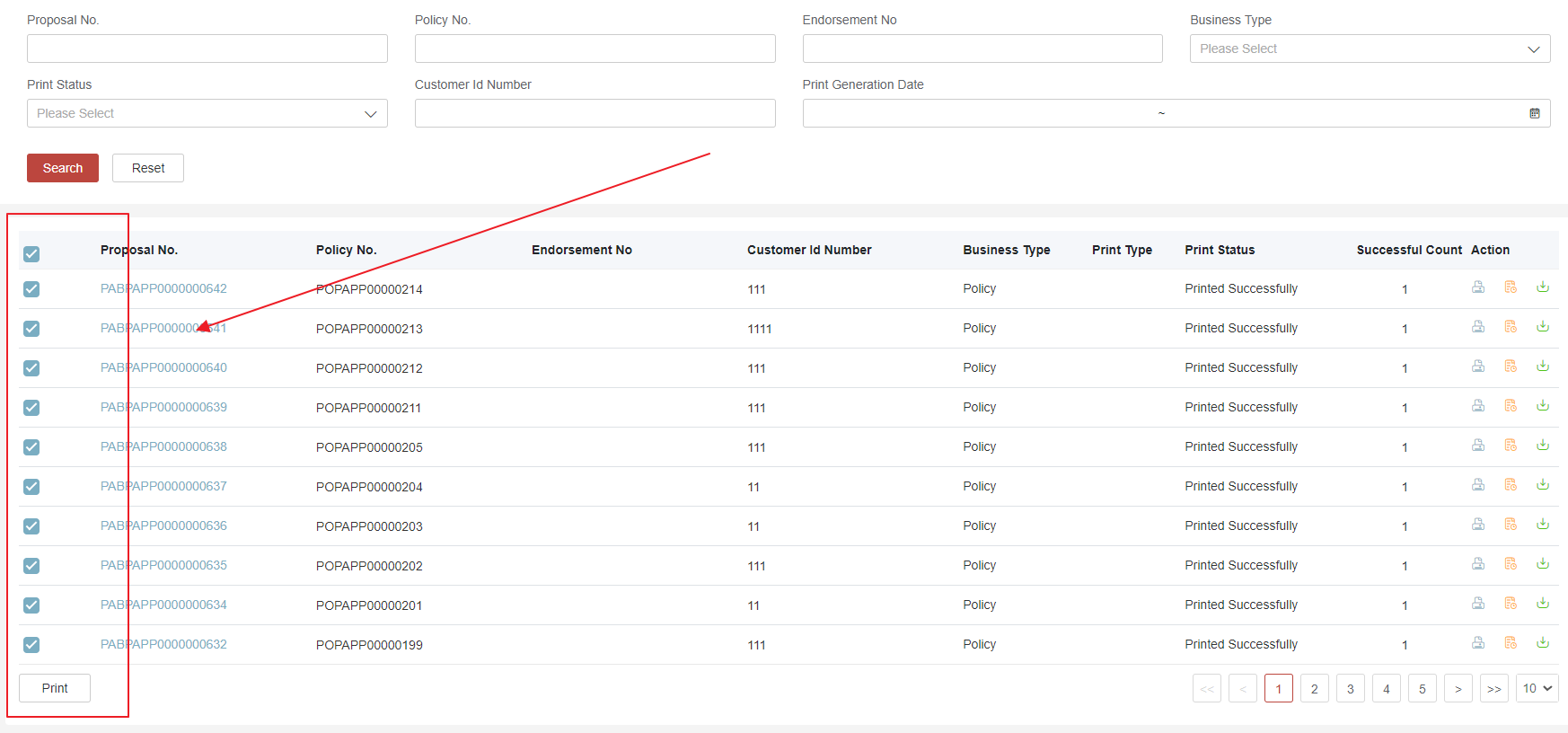 Maintain Print Search
