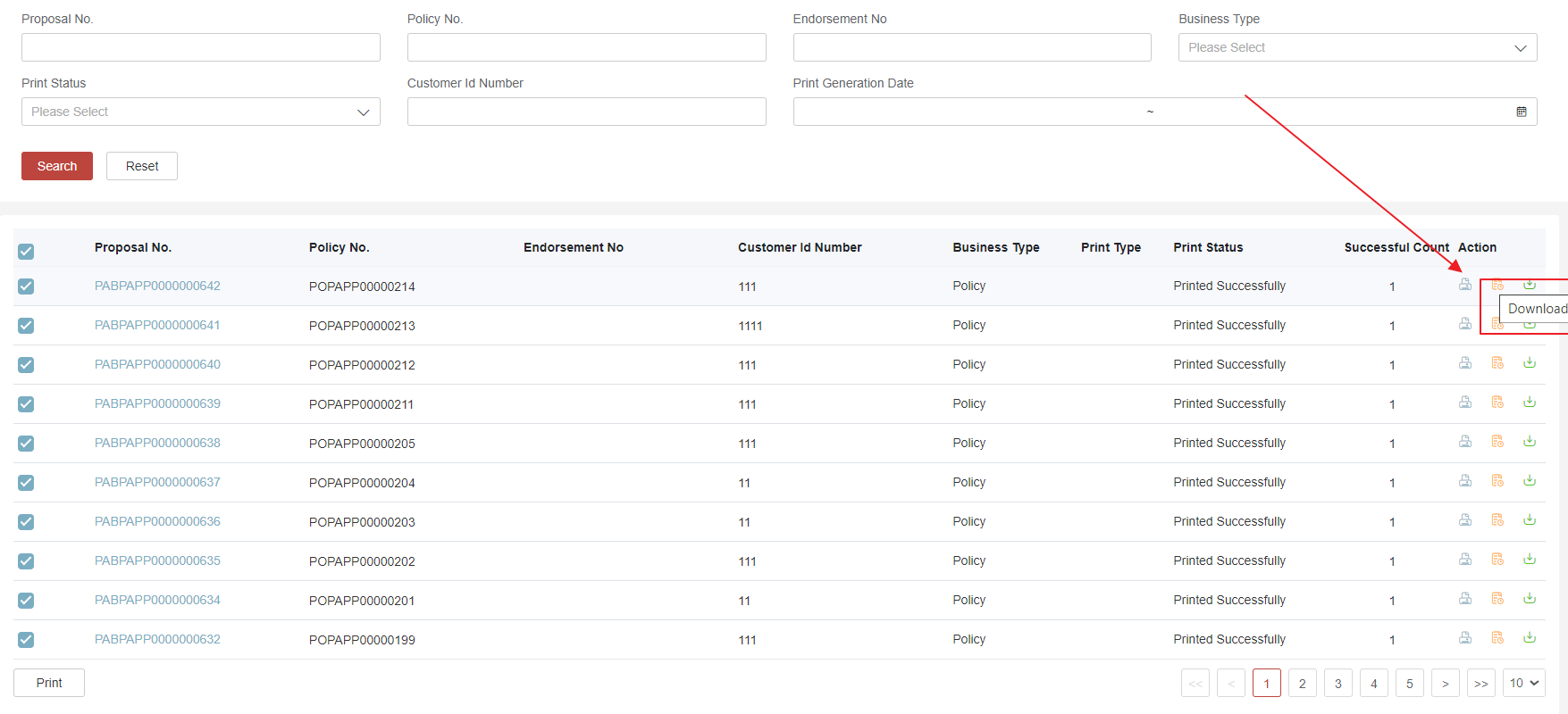 Maintain Print Search
