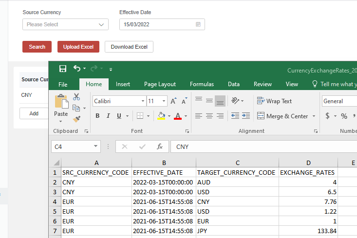 exchange rate upload/download