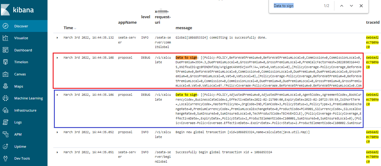 Data to Sign of calculate API