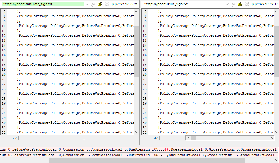 Data to Sign Comparision