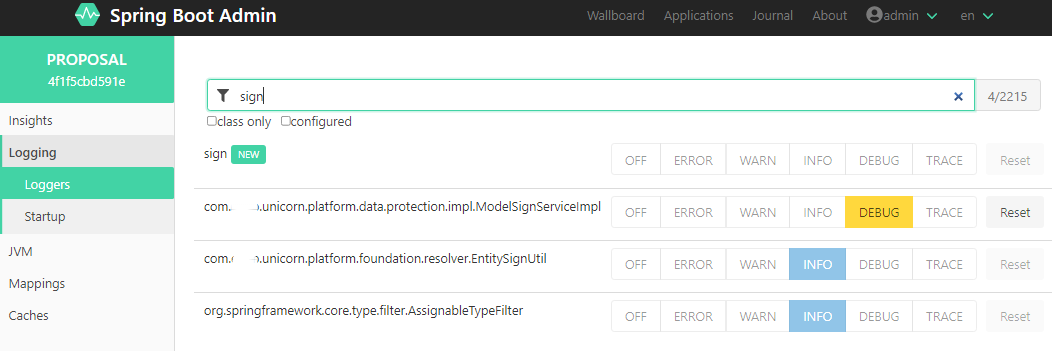 set ModelSignServiceImpl to be DEBUG